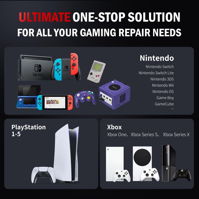 XOOL 17-in-1 Gamebit & Tri-Wing Screwdriver Repair Tool Kit, Compatible with Nintendo Switch & Joy-Con, Game Boy, NES SNES, Wii DS GBA, 3.8mm & 4.5mm Gamebit, for Xbox & PlayStation Consoles - Image 2